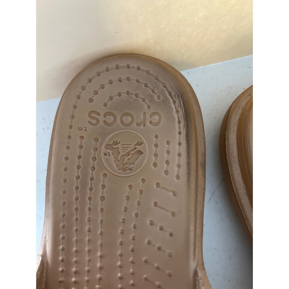 Crocs Womens Alice Work Clog Bronze Tan Metallic Slip On Mules W8 Comfort Shoes - Picture 2 of 6